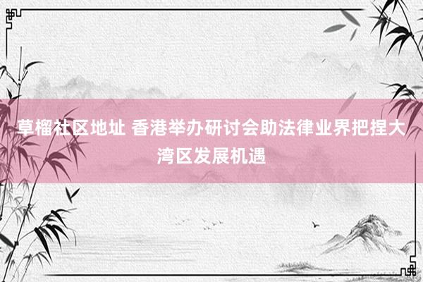 草榴社区地址 香港举办研讨会助法律业界把捏大湾区发展机遇