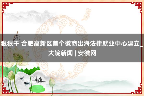 狠狠干 合肥高新区首个徽商出海法律就业中心建立_大皖新闻 | 安徽网