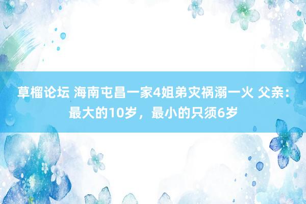 草榴论坛 海南屯昌一家4姐弟灾祸溺一火 父亲：最大的10岁，最小的只须6岁