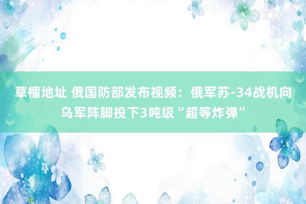 草榴地址 俄国防部发布视频：俄军苏-34战机向乌军阵脚投下3吨级“超等炸弹”