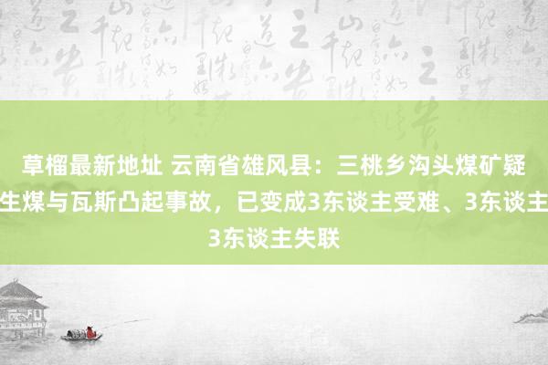 草榴最新地址 云南省雄风县：三桃乡沟头煤矿疑似发生煤与瓦斯凸起事故，已变成3东谈主受难、3东谈主失联