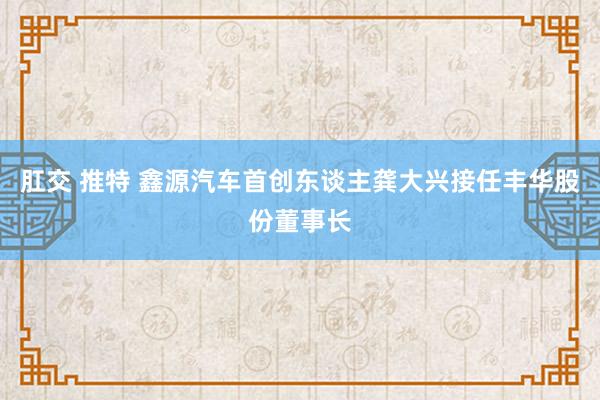 肛交 推特 鑫源汽车首创东谈主龚大兴接任丰华股份董事长