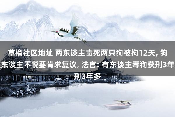 草榴社区地址 两东谈主毒死两只狗被拘12天， 狗主东谈主不悦要肯求复议， 法官: 有东谈主毒狗获刑3年多