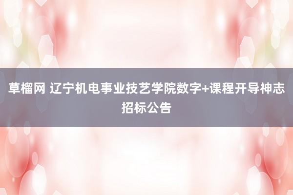 草榴网 辽宁机电事业技艺学院数字+课程开导神志招标公告