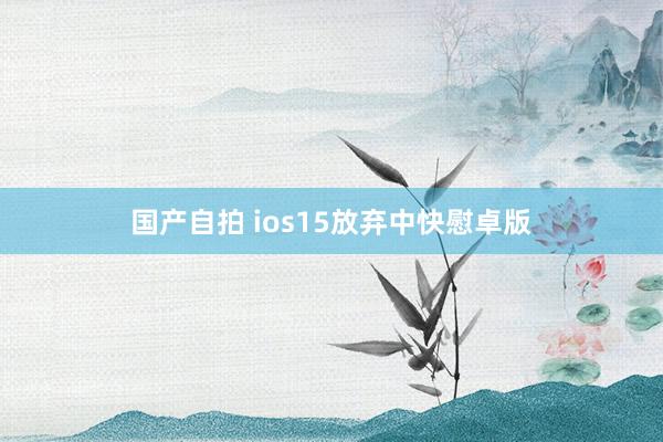 国产自拍 ios15放弃中快慰卓版